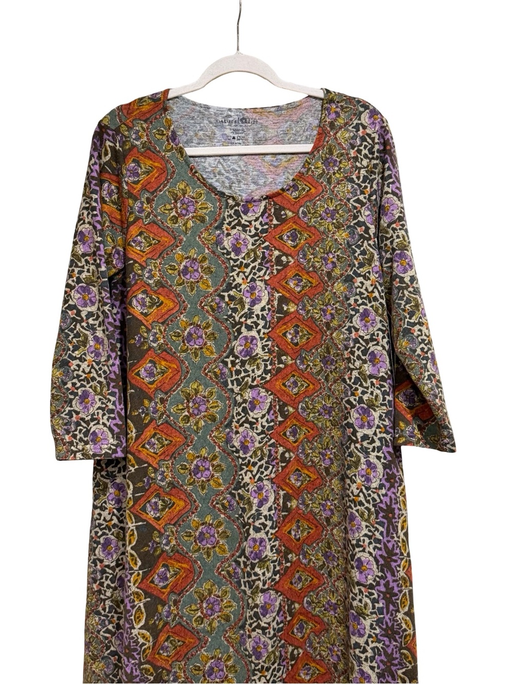 🤎 Natural Life Lottie Knit Maxi Dress Brown Tuscany Border Floral Boho Large - Picture 3 of 12